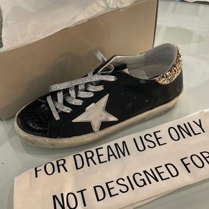 golden goose superstar classic black leather sneakers size 38